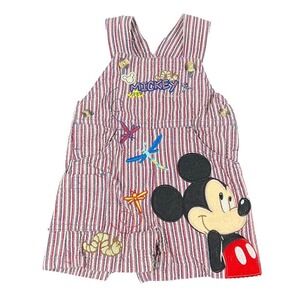 Disney Parks Mickey Mouse Overalls Shorts Size Infant 6 Months Embroidered Y2K